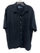 Polo Size L Black Linen Solid Buttons Men's Short Sleeve Black / L
