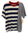 Burberry Size M Blue & White Cotton Striped T shirt Color Block Short Sleeve Blue & White / M