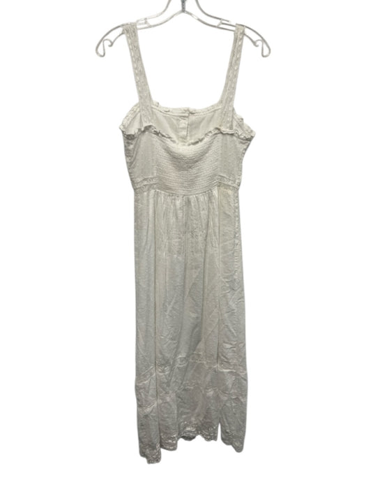 Loveshackfancy Size 4 White Cotton Lace Swiss Dot Button Down Midi Dress White / 4