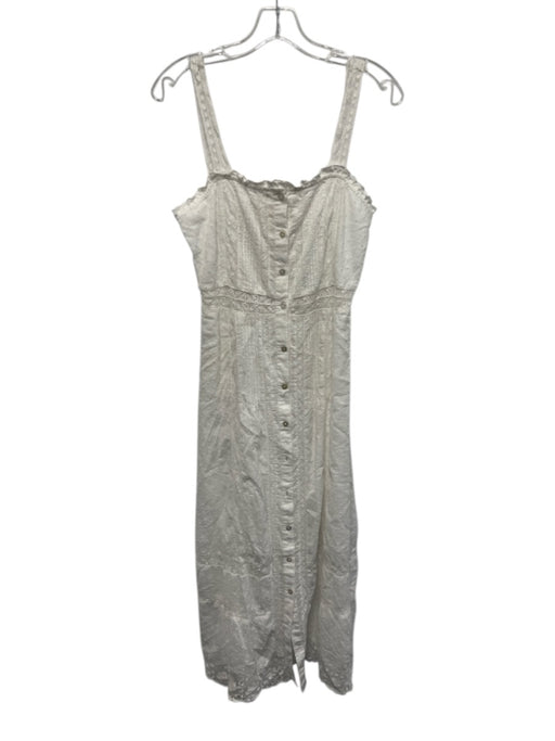 Loveshackfancy Size 4 White Cotton Lace Swiss Dot Button Down Midi Dress White / 4