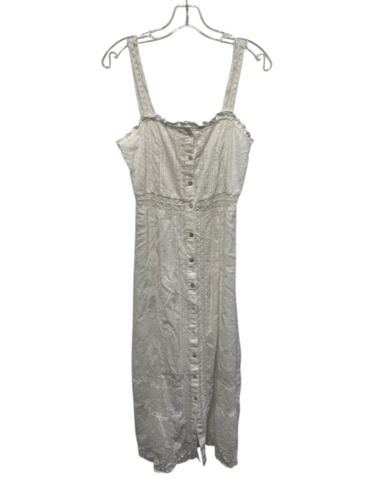 Loveshackfancy Size 4 White Cotton Lace Swiss Dot Button Down Midi Dress White / 4