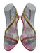 Christian Louboutin Shoe Size 38.5 Pink & Green Satin Rhinestone Sandals Pink & Green / 38.5
