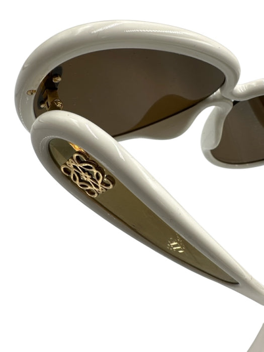 Loewe White & Gold Acetate Mirrored Logo Oversize Sunglasses White & Gold