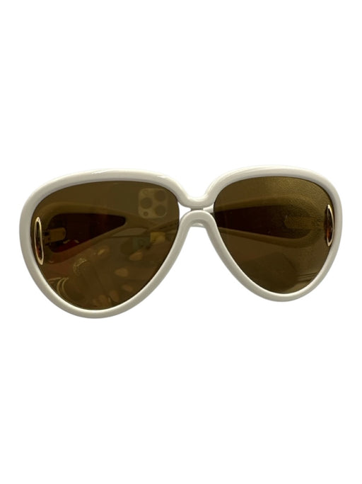 Loewe White & Gold Acetate Mirrored Logo Oversize Sunglasses White & Gold