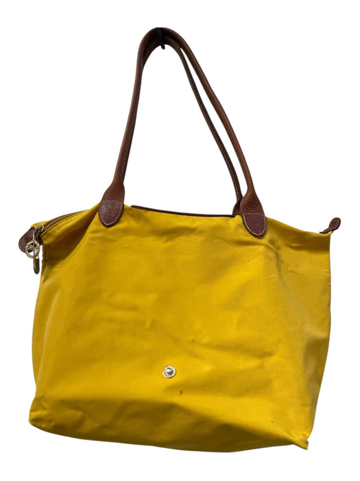 Longchamp Yellow Leather Strap Top Flap Zip Close Interior Pocket Bag Yellow / Medium