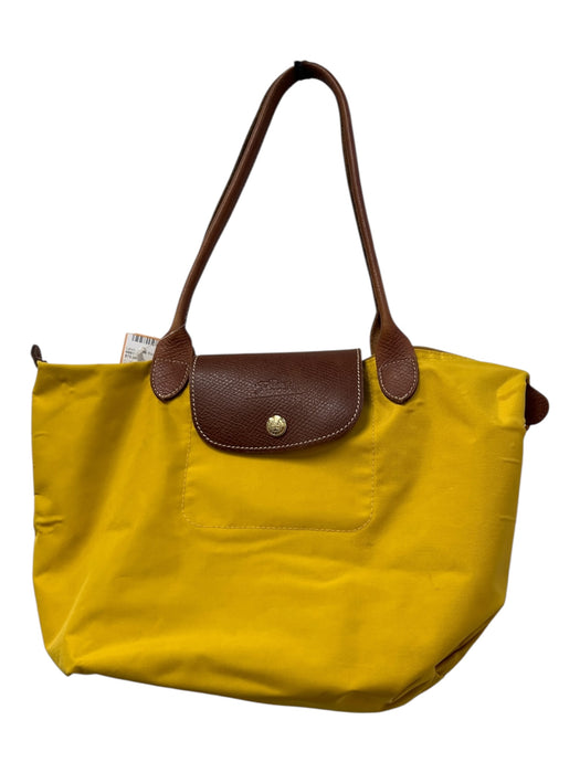 Longchamp Yellow Leather Strap Top Flap Zip Close Interior Pocket Bag Yellow / Medium