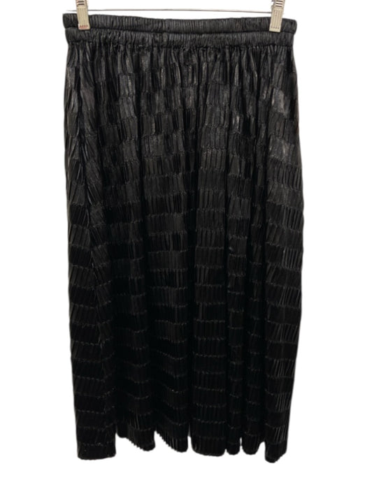 Buru Size S/M Black Pleated Elastic Waist Pleated Midi Skirt Black / S/M