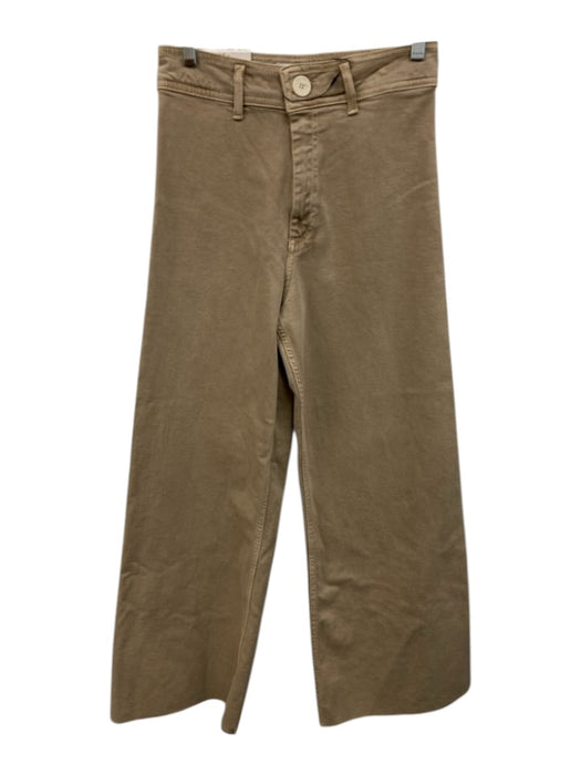 Zara Size 4 Beige Cotton Wide Leg High Rise Zip Fly Pants Beige / 4