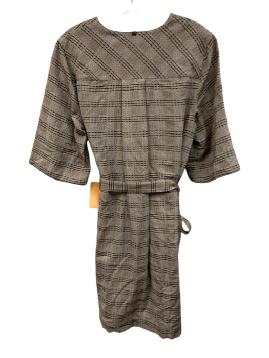 Billy Reid Size S Gray & multi Cotton Short Sleeve Stitched Detail V Neck Dress Gray & multi / S