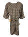 Billy Reid Size S Gray & multi Cotton Short Sleeve Stitched Detail V Neck Dress Gray & multi / S