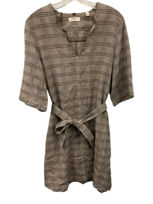 Billy Reid Size S Gray & multi Cotton Short Sleeve Stitched Detail V Neck Dress Gray & multi / S