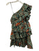 Ulla Johnson Size 4 Green & Multi Cotton Floral One Shoulder Tiered Midi Dress Green & Multi / 4