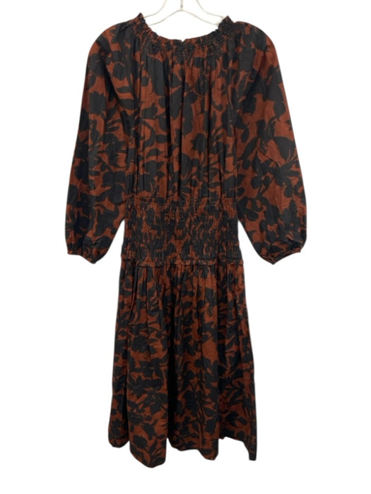 A Piece Apart Size XS Brown & Black Cotton All Over Print Long Sleeve Dress Brown & Black / XS