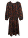 A Piece Apart Size XS Brown & Black Cotton All Over Print Long Sleeve Dress Brown & Black / XS