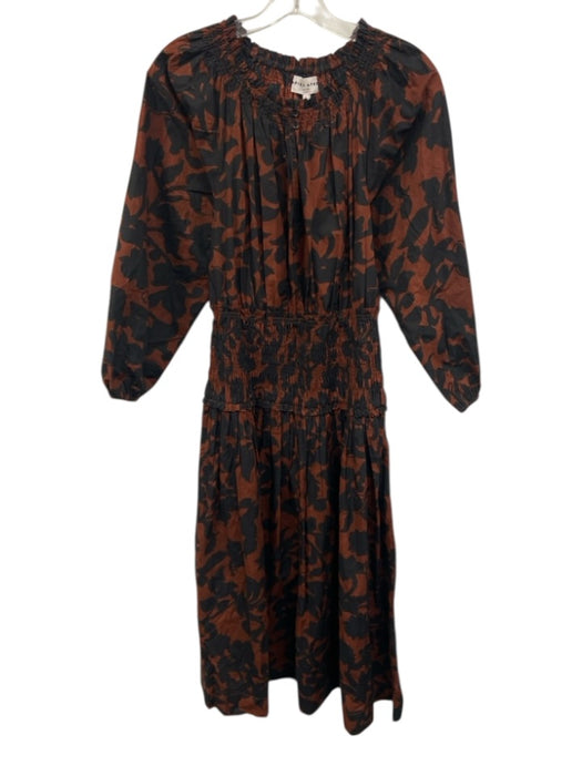 A Piece Apart Size XS Brown & Black Cotton All Over Print Long Sleeve Dress Brown & Black / XS