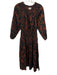 A Piece Apart Size XS Brown & Black Cotton All Over Print Long Sleeve Dress Brown & Black / XS