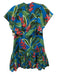 Farm Size S Blue, Green & Multi Cotton Ruffle Cap Sleeve Split Neck Floral Dress Blue, Green & Multi / S