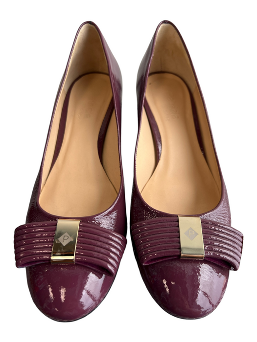 Patricia Gloves Shoe Size 37 Purple Leather Rounded Gold Hardware Heels Purple / 37
