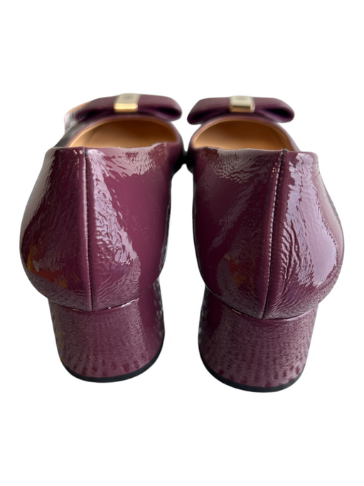 Patricia Gloves Shoe Size 37 Purple Leather Rounded Gold Hardware Heels Purple / 37