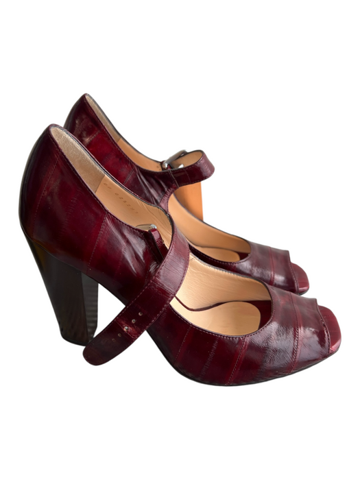 Cole Haan Shoe Size 7.5 Red Leather open toe One Strap silver hardware Heels Red / 7.5