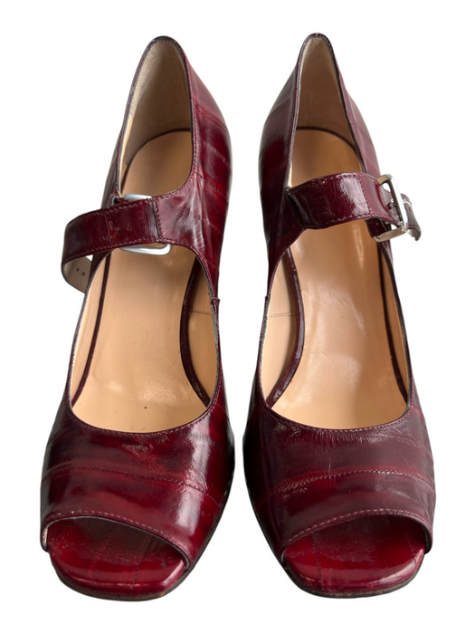 Cole Haan Shoe Size 7.5 Red Leather open toe One Strap silver hardware Heels Red / 7.5