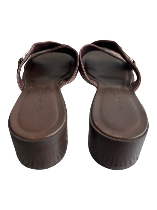 Lea Shoe Size 37 Brown Leather open toe Crisscross toe strap Block heel Sandals Brown / 37