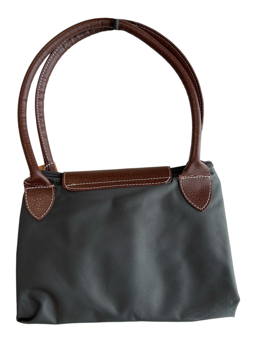 Longchamp Gray & Brown Canvas Gold hardware Button Zip closure Shoulder Bag Bag Gray & Brown / S