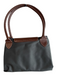 Longchamp Gray & Brown Canvas Gold hardware Button Zip closure Shoulder Bag Bag Gray & Brown / S