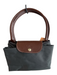 Longchamp Gray & Brown Canvas Gold hardware Button Zip closure Shoulder Bag Bag Gray & Brown / S
