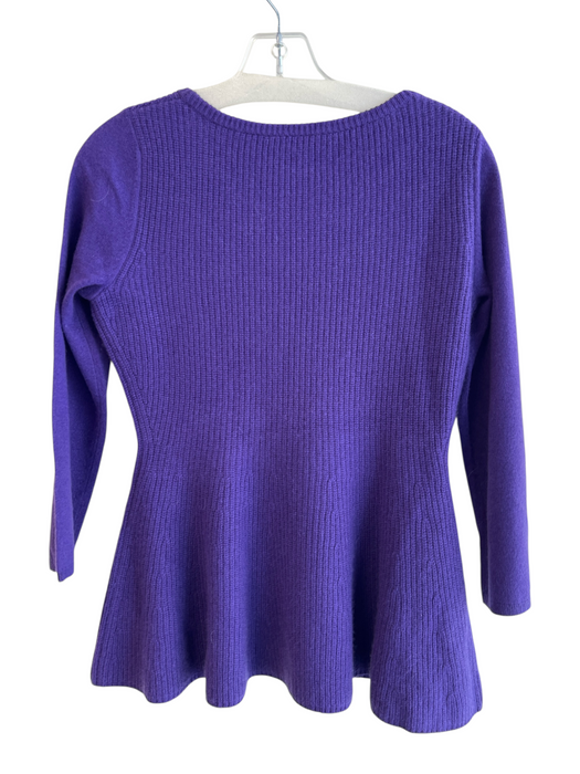 Neiman Marcus Size M Purple Cashmere Round Neck Long Sleeve Knit Flare Sweater Purple / M