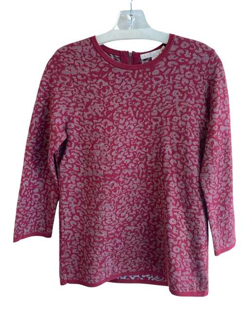 Belford Size M Burgundy Cotton Blend Round Neck Long Sleeve Back Zip Sweater Burgundy / M