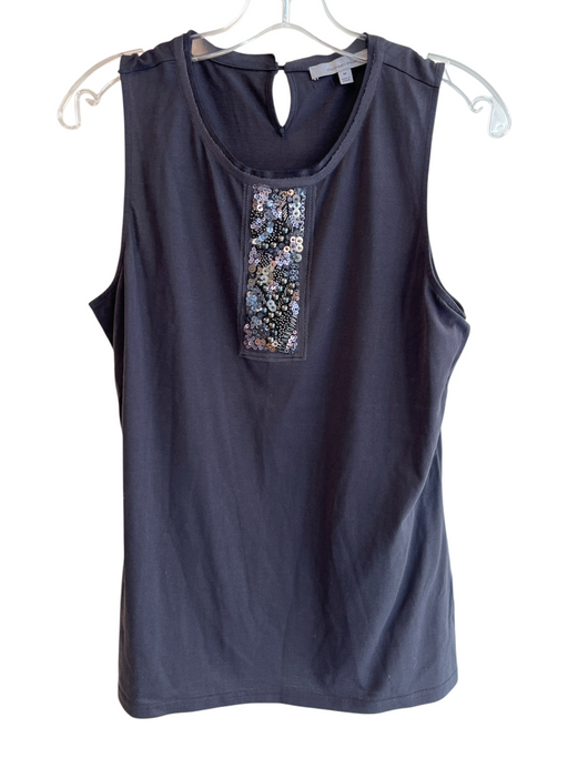 Classiques Entier Size M Gray Silk & Cotton Round Neck Sleeveless Beaded Top Gray / M