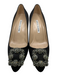 Manolo Blahnik Shoe Size 36.5 Black Satin Crystal Encrusted Square Buckle Shoes Black / 36.5