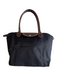 Longchamp Black & Brown Canvas Gold hardware Button Zip closure Shoulder Bag Bag Black & Brown / S