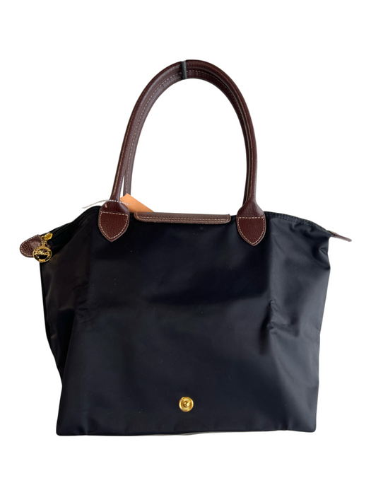 Longchamp Black & Brown Canvas Gold hardware Button Zip closure Shoulder Bag Bag Black & Brown / S