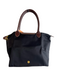 Longchamp Black & Brown Canvas Gold hardware Button Zip closure Shoulder Bag Bag Black & Brown / S
