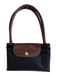 Longchamp Black & Brown Canvas Gold hardware Button Zip closure Shoulder Bag Bag Black & Brown / S