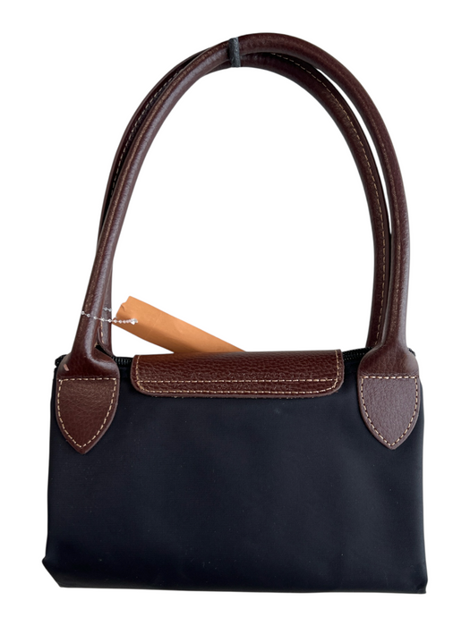 Longchamp Black & Brown Canvas Gold hardware Button Zip closure Shoulder Bag Bag Black & Brown / S
