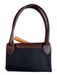 Longchamp Black & Brown Canvas Gold hardware Button Zip closure Shoulder Bag Bag Black & Brown / S