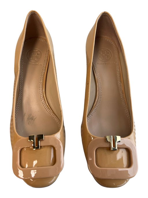 Tory Burch Shoe Size 6 Tan Patent Leather Square Toe Buckle Detail Shoes Tan / 6
