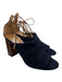 Aquazzura Shoe Size 36.5 Navy & Brown Suede open toe Block Heel Ankle Tie Shoes Navy & Brown / 36.5
