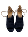 Aquazzura Shoe Size 36.5 Navy & Brown Suede open toe Block Heel Ankle Tie Shoes Navy & Brown / 36.5