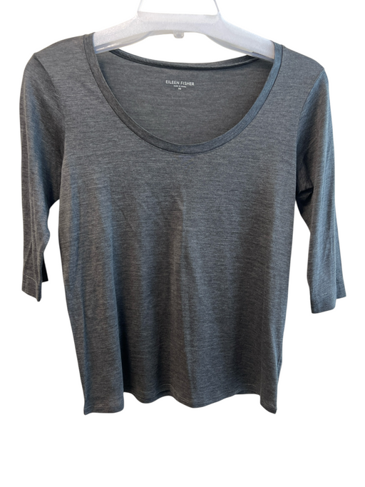 Eileen Fisher Size XS Charcoal Gray Silk & Cotton Round Neck Short Sleeve Top Charcoal Gray / XS