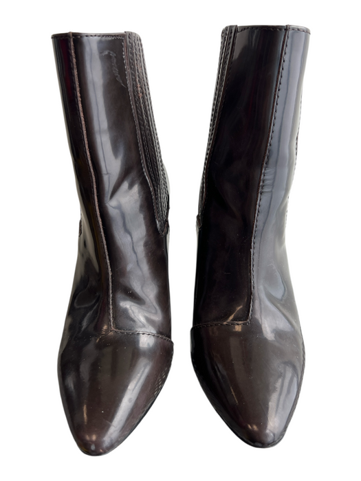 Pour la Victoire Shoe Size 6.5 Brown Leather Pointed Toe Stitch Design Booties Brown / 6.5