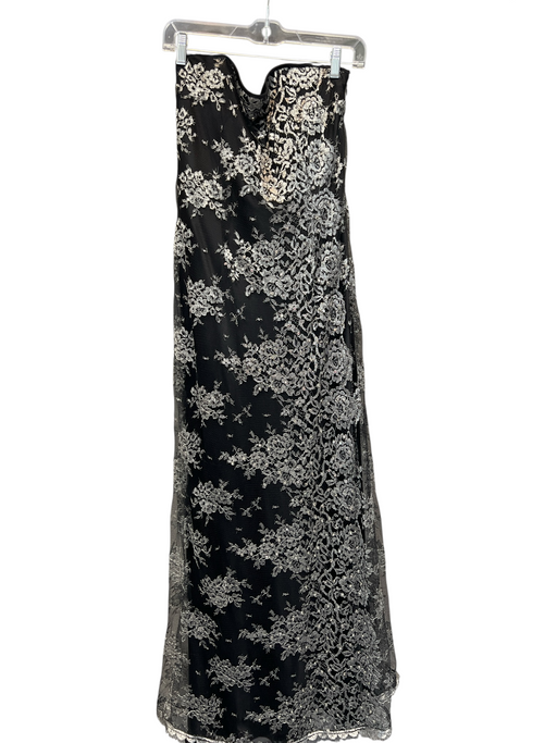 Tom & Linda Platt Size 8 Black & Silver No Fabric Tag Strapless Corset Gown Black & Silver / 8