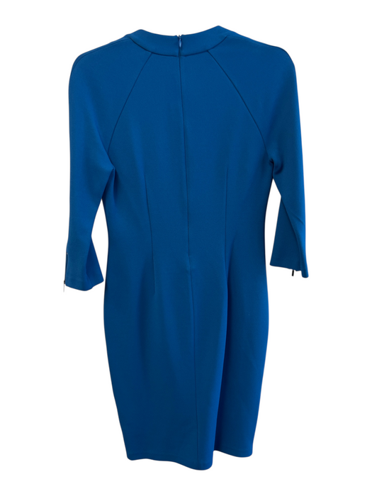St John Size 6 Royal Blue Viscose Blend Squarish Neck 3/4 Sleeve Back Zip Dress Royal Blue / 6