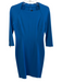 St John Size 6 Royal Blue Viscose Blend Squarish Neck 3/4 Sleeve Back Zip Dress Royal Blue / 6