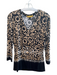St John Size M Black & Yellow Rayon Half Sleeve Floral Print Scoop Neck Top Black & Yellow / M