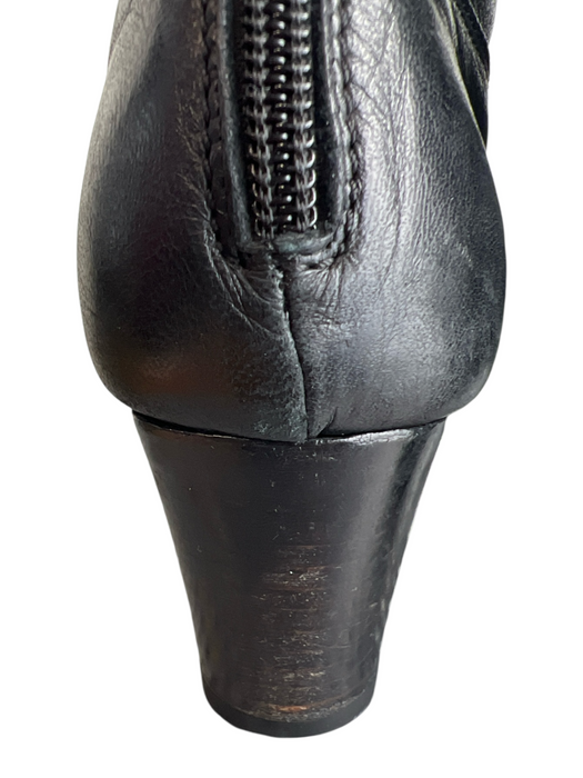 Franco Viscon Shoe Size 37.5 Black Leather Almond Toe Back Zip Booties Black / 37.5