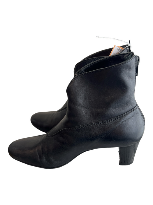 Franco Viscon Shoe Size 37.5 Black Leather Almond Toe Back Zip Booties Black / 37.5